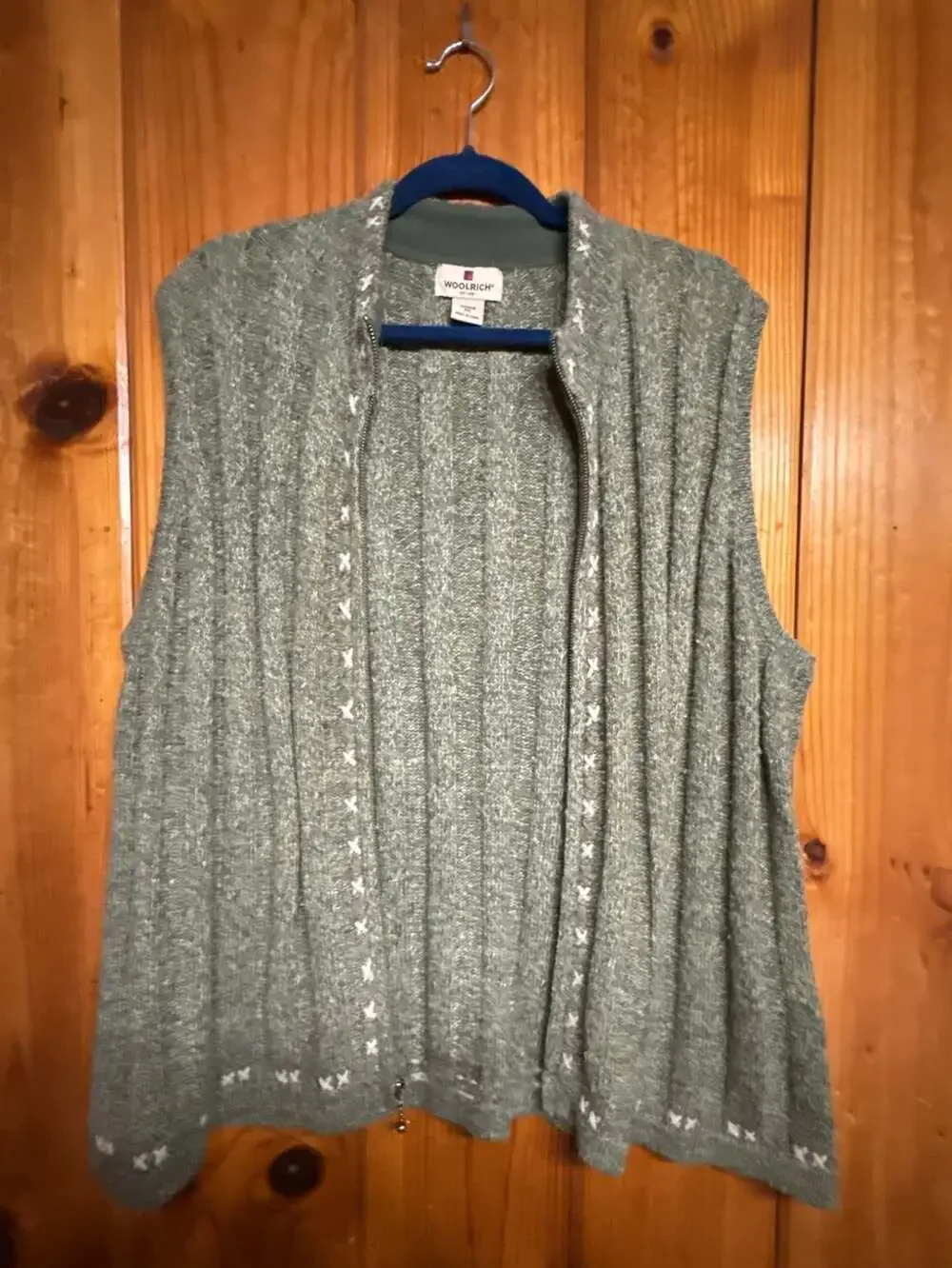 Woolrich Full Zip Sweater Vest Size 2XL Olive Heather Knit Wool Blend